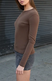 John Galt Brown Ainsley Long Sleeve Top