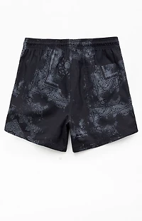 Pacsun Black Blotch Bandana Eco 4.5" Swim Trunks