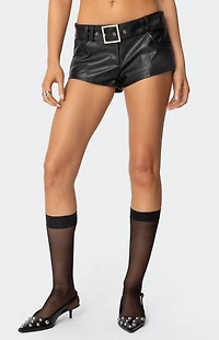 Edikted Alba Faux Leather Shorts
