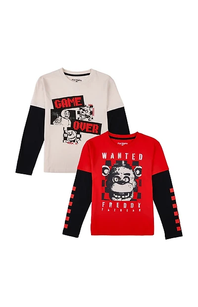 Kids 2 Pack Five Nights at Freddy's 2fer Long Sleeve T-Shirt