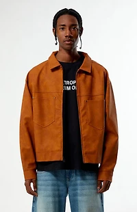 Pacsun Tan Faux Leather Billie Gas Jacket