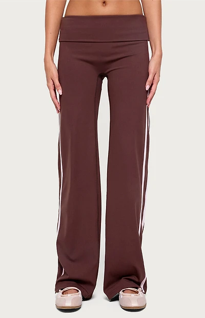 Edikted Anica Stripey Mid Rise Fold Over Pants