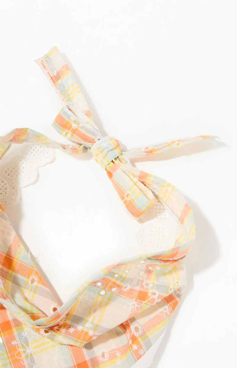 LA Hearts Floral Gingham Headscarf