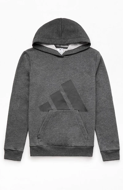 adidas Kids Heather Grey Essentials Big Logo Hoodie