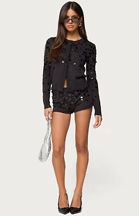 Edikted Cierra Sequin Knit Micro Shorts