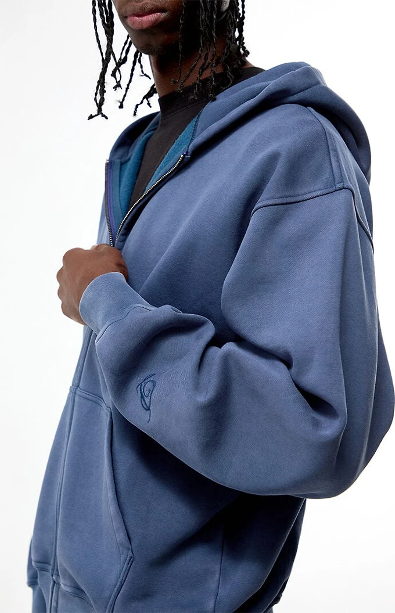 Pacsun Washed Navy Full Zip Hoodie