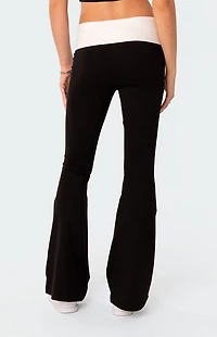 Edikted Contrast Fold Over Flared Leggings