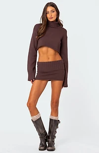 Edikted Gino Fold Over Knit Mini Skirt