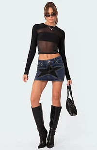 Edikted Azal Half Ribbed Mesh Top