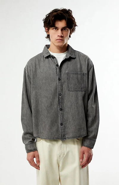 Pacsun Washed Black Denim Long Sleeve Shirt