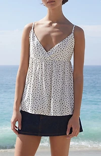 John Galt White Floral Edith Tank Top