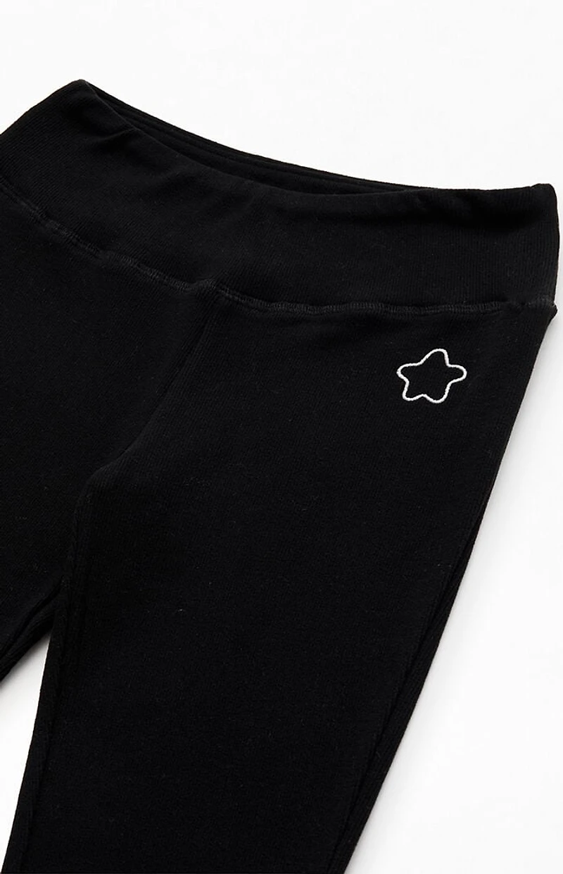 Pacsun Kids Black Knit Star Flare Yoga Pants