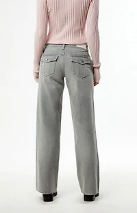 Pacsun Zoe Low Rise Girlfriend Jeans Button Pocket Gray