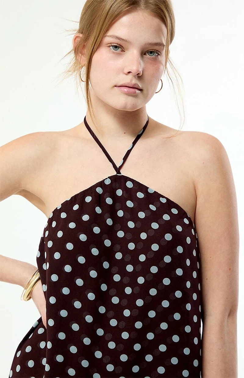 Beverly and Beck Whitney Polka Dot Halter Mini Dress