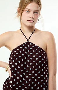 Beverly and Beck Whitney Polka Dot Halter Mini Dress