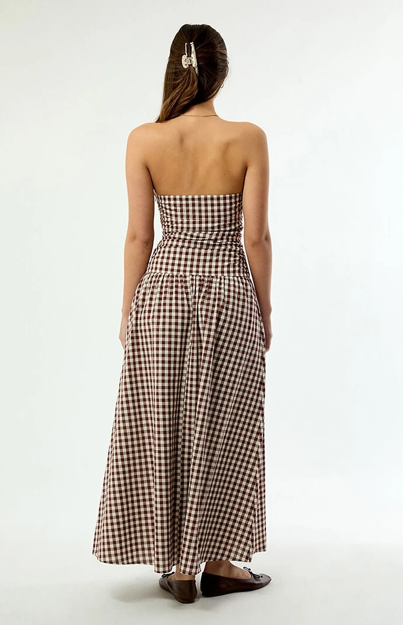 Your Favorite Gemma Strapless Gingham Maxi Dress