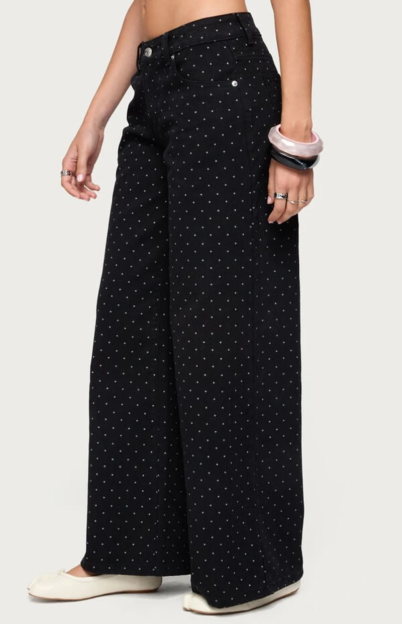 Edikted Misha Polka Dot Baggy Low Rise Jeans