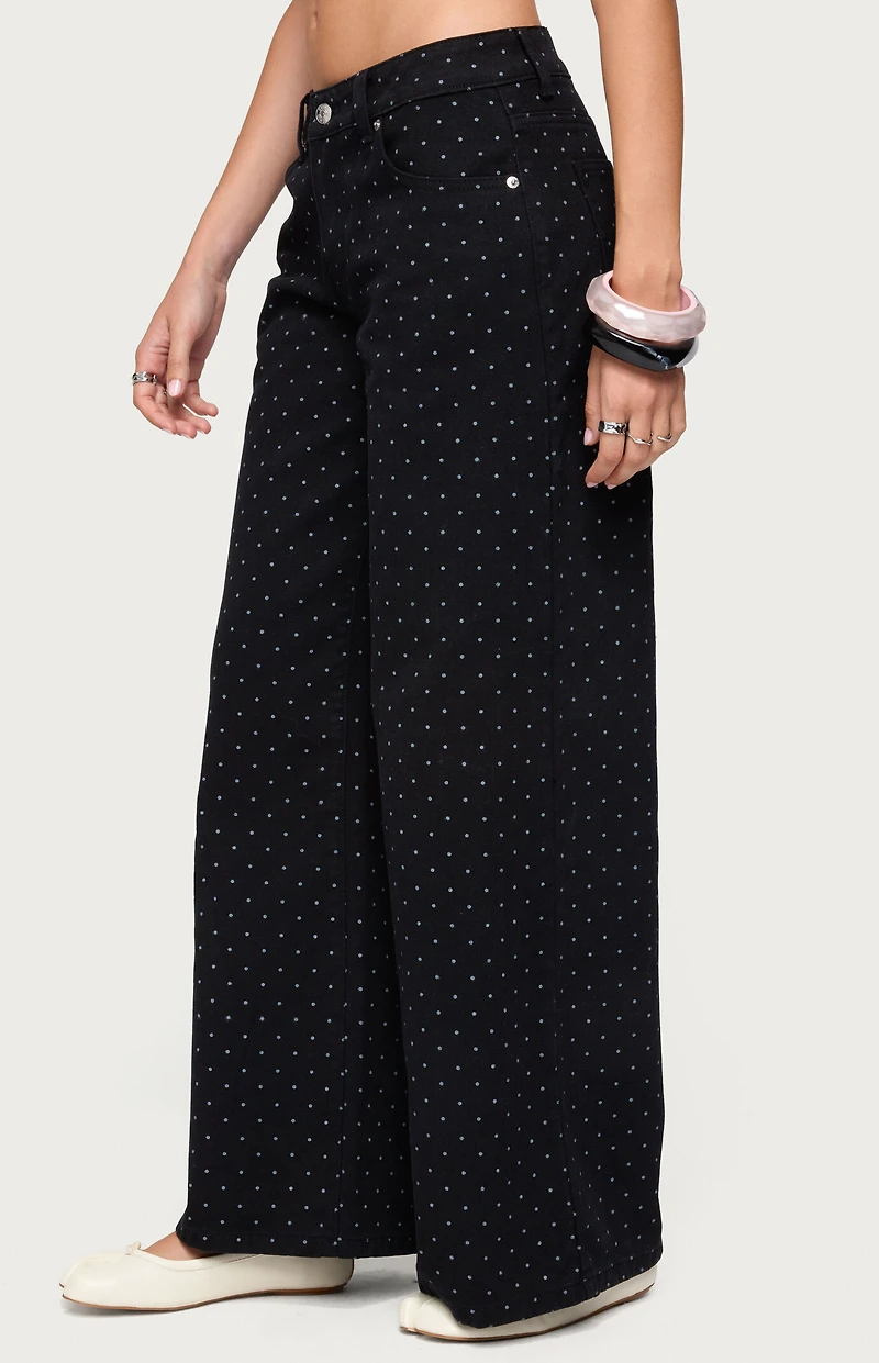 Edikted Misha Polka Dot Baggy Low Rise Jeans
