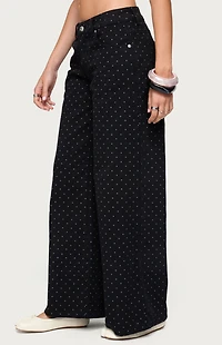 Edikted Misha Polka Dot Baggy Low Rise Jeans