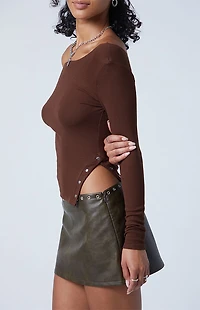 Third Charm Charlotte Long Sleeve Side Button Top