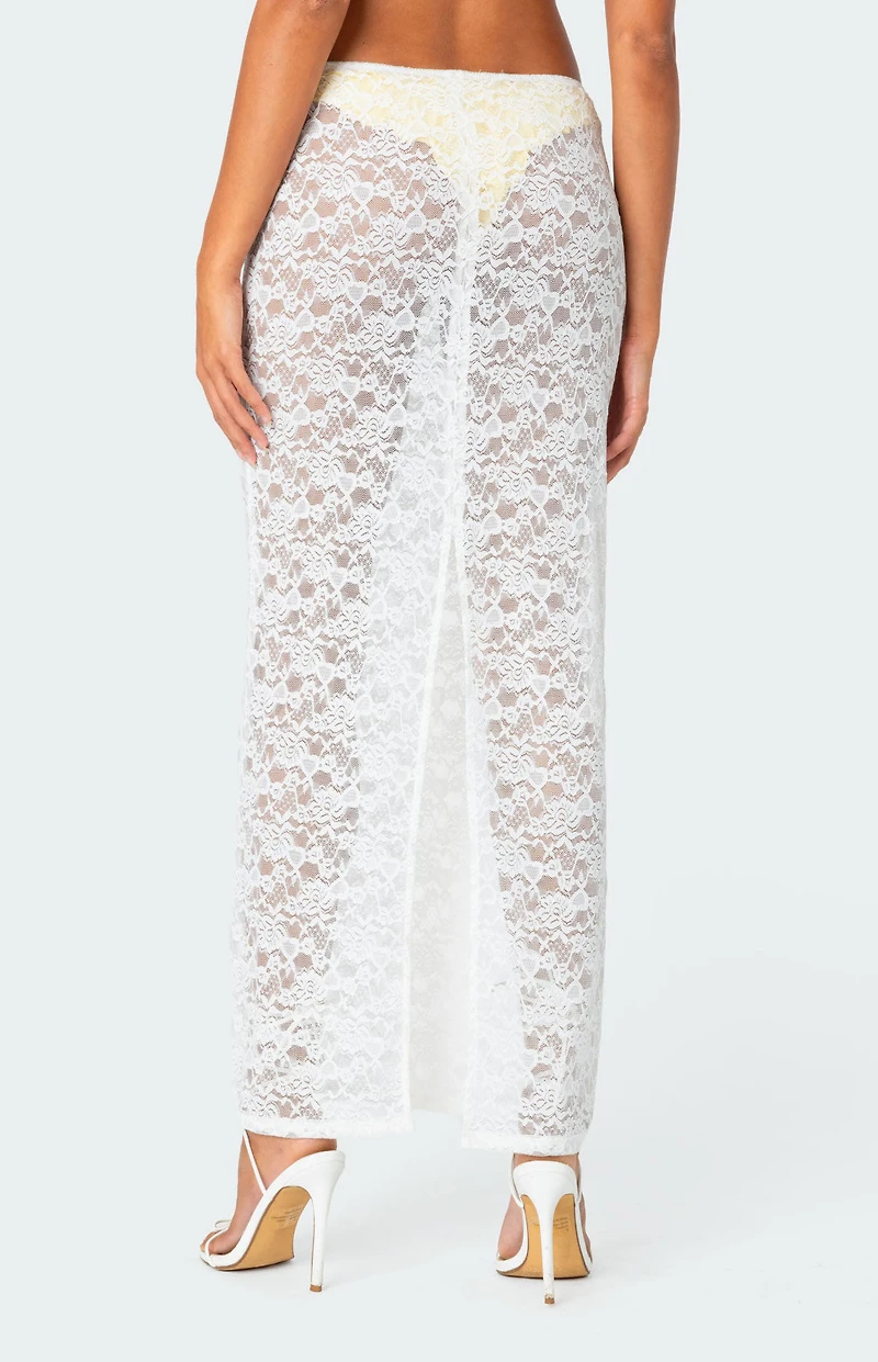 Edikted Oceana Sheer Lace Maxi Skirt
