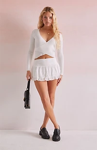 Beverly and Beck Eyelet Bow Micro Mini Skort