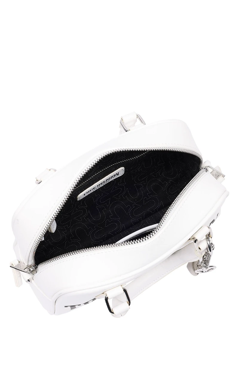 True Religion White Bombe Logo Satchel