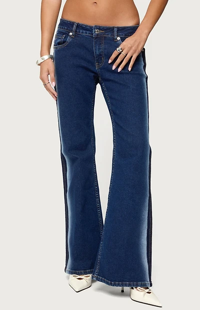 Edikted Airbrushed Low Rise Flared Jeans