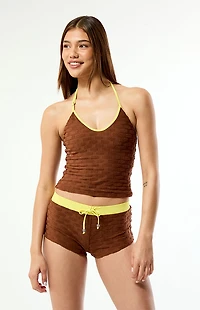 Goldie Brown Textured Margo Tank Bikini Top