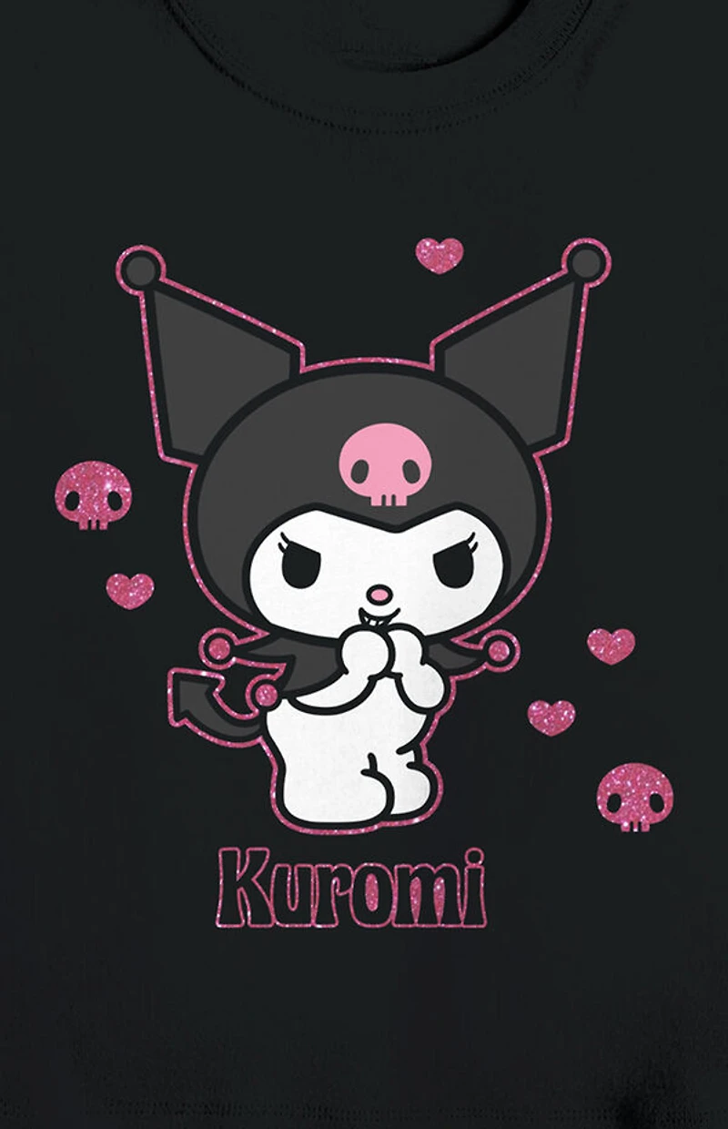 Kuromi Hearts & Skulls Cropped Baby T-Shirt