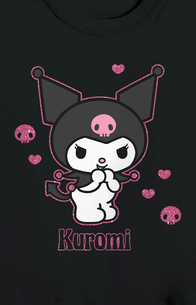 Kuromi Hearts & Skulls Cropped Baby T-Shirt