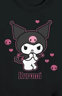Kuromi Hearts & Skulls Cropped Baby T-Shirt