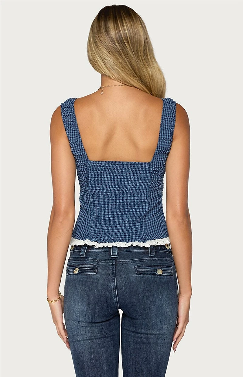 Edikted Zeffie Gingham Tie Top