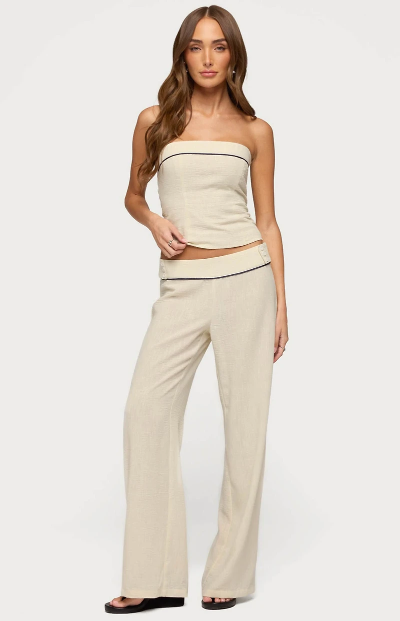 Edikted Dorine Contrast Woven Strapless Top