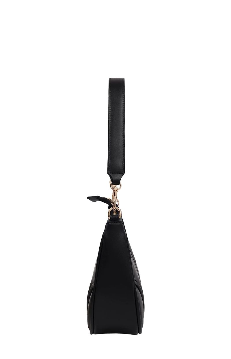 True Religion Black Trapunto Logo Shoulder Bag