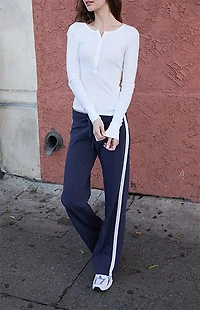 John Galt Blue Hilary Side Stripe Yoga Baggy Sweatpants