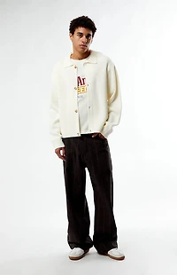 Pacsun Cream Button Front Polo Sweater