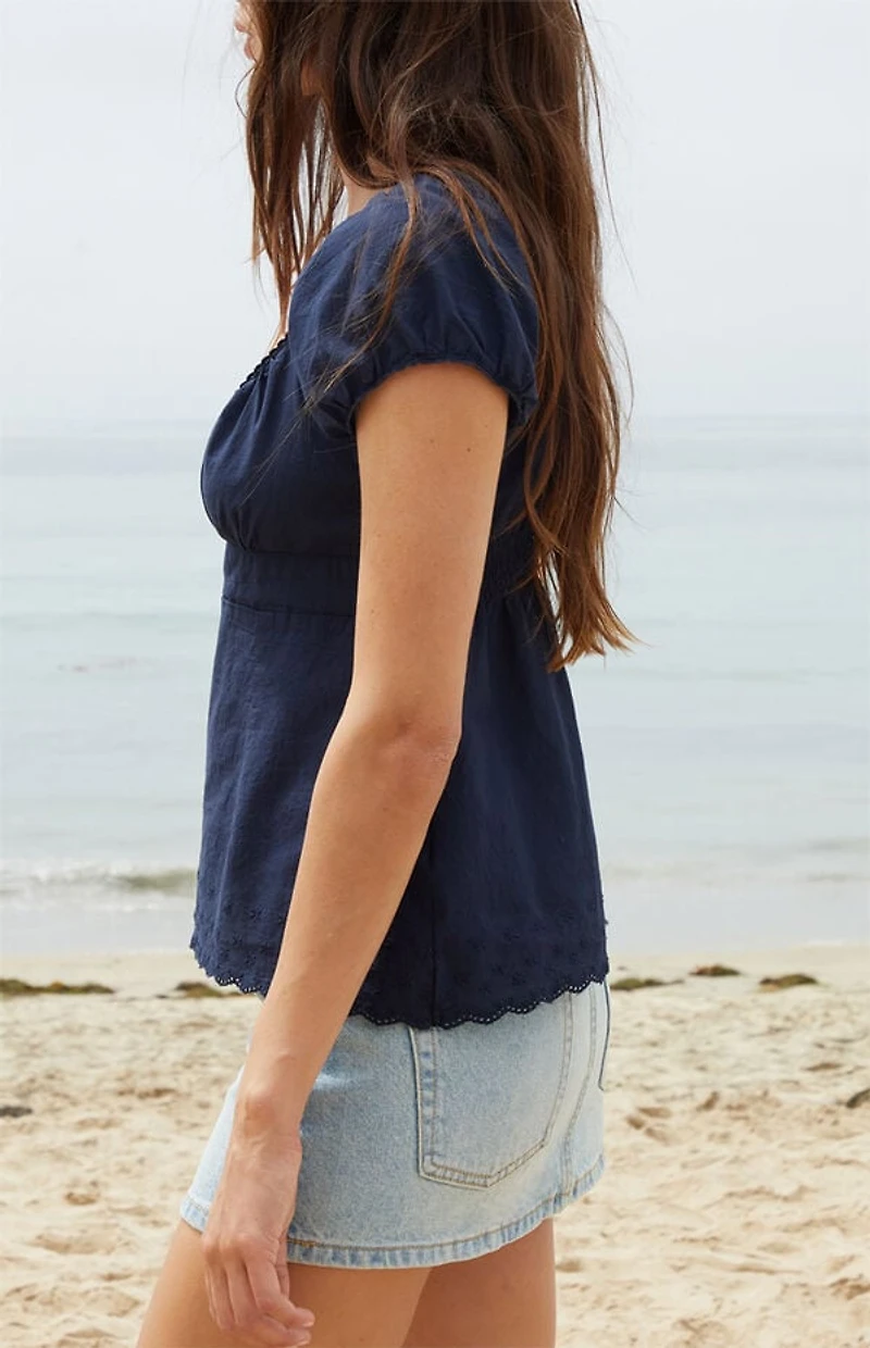 John Galt Blue Blair Short Sleeve Top