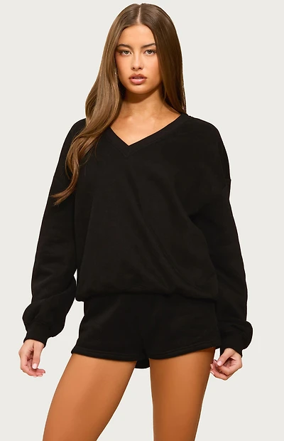Edikted Bronte v Neck Sweatshirt