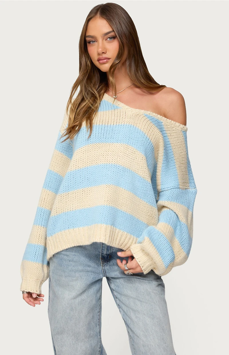 Edikted Tracie Striped Oversized Sweater