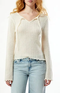 Your Favorite Diana Open Knit Tie Front Sweater