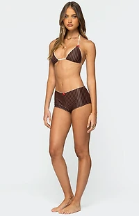 Edikted Pinstripe Boyshort Bikini Bottom