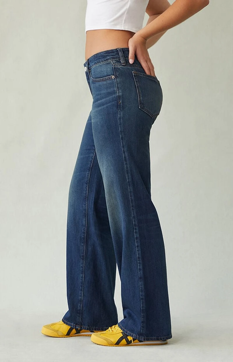 Pacsun Zoe Low Rise Girlfriend Jeans Dark Blue