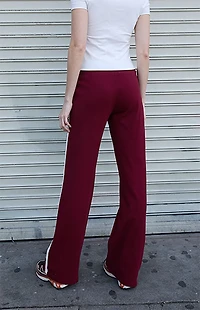 John Galt Burgundy Hilary Side Stripe Yoga Baggy Sweatpants