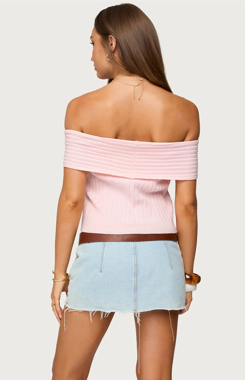 Edikted Blythe Ribbed Knit Fold Over Top