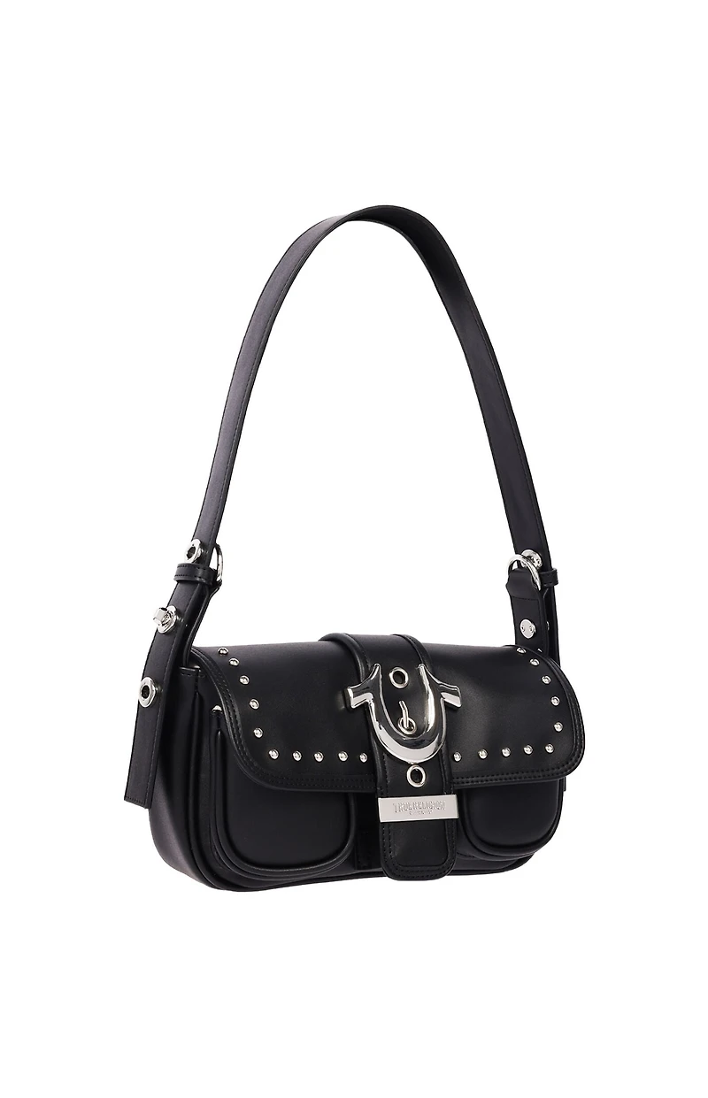 True Religion Smooth Moto Studded Shoulder Bag