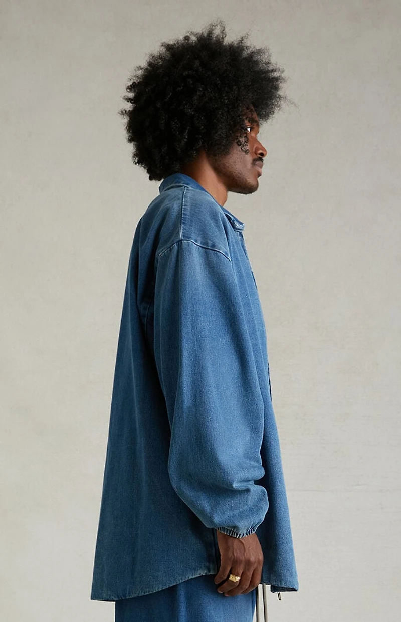 Fear of God ESSENTIALS Medium Wash Denim Overshirt Jacket