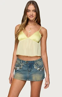 Edikted Krisa Sheer Chiffon Babydoll Top