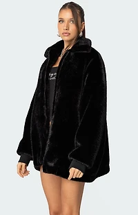 Edikted Taylor Oversized Faux Fur Jacket