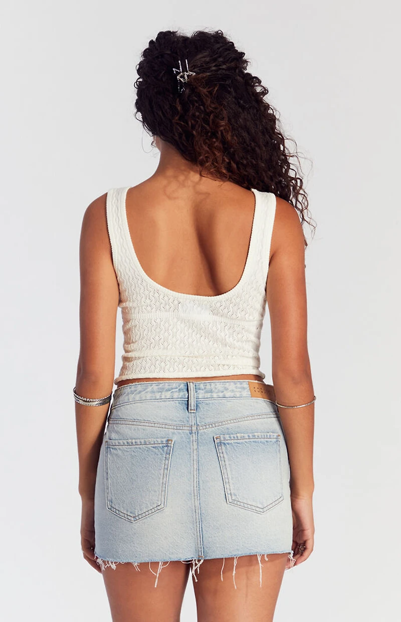 Pacsun Bella Light Indigo Ripped Mid Rise Denim Mini Skirt